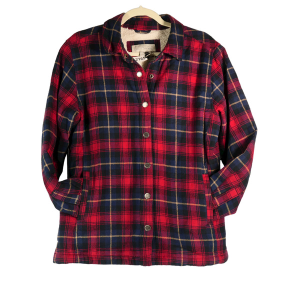 Gander Mountain Guide Series Fleece Lined Jacket Shacket Womens Size M Red Blue - Picture 2 of 6